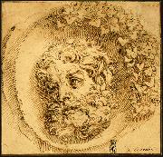 CARRACCI, Agostino Head of a Faun in a Concave (roundel) dsf Norge oil painting reproduction